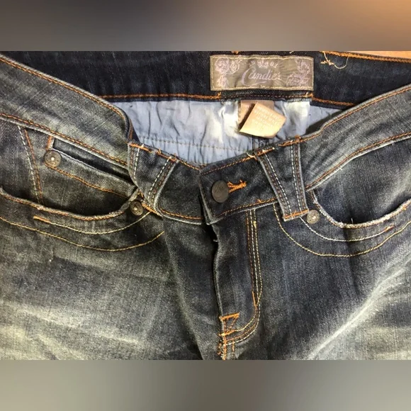 Vintage CANDIES Flared Jeans w/ Animal Print Pockets  Size 30/32 - Picture 2 of 3